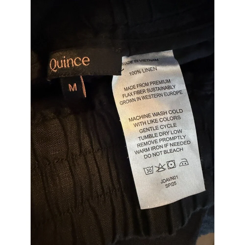 Quince Linen Pants Womens Medium Black 100% European Linen Wide Leg Pant
